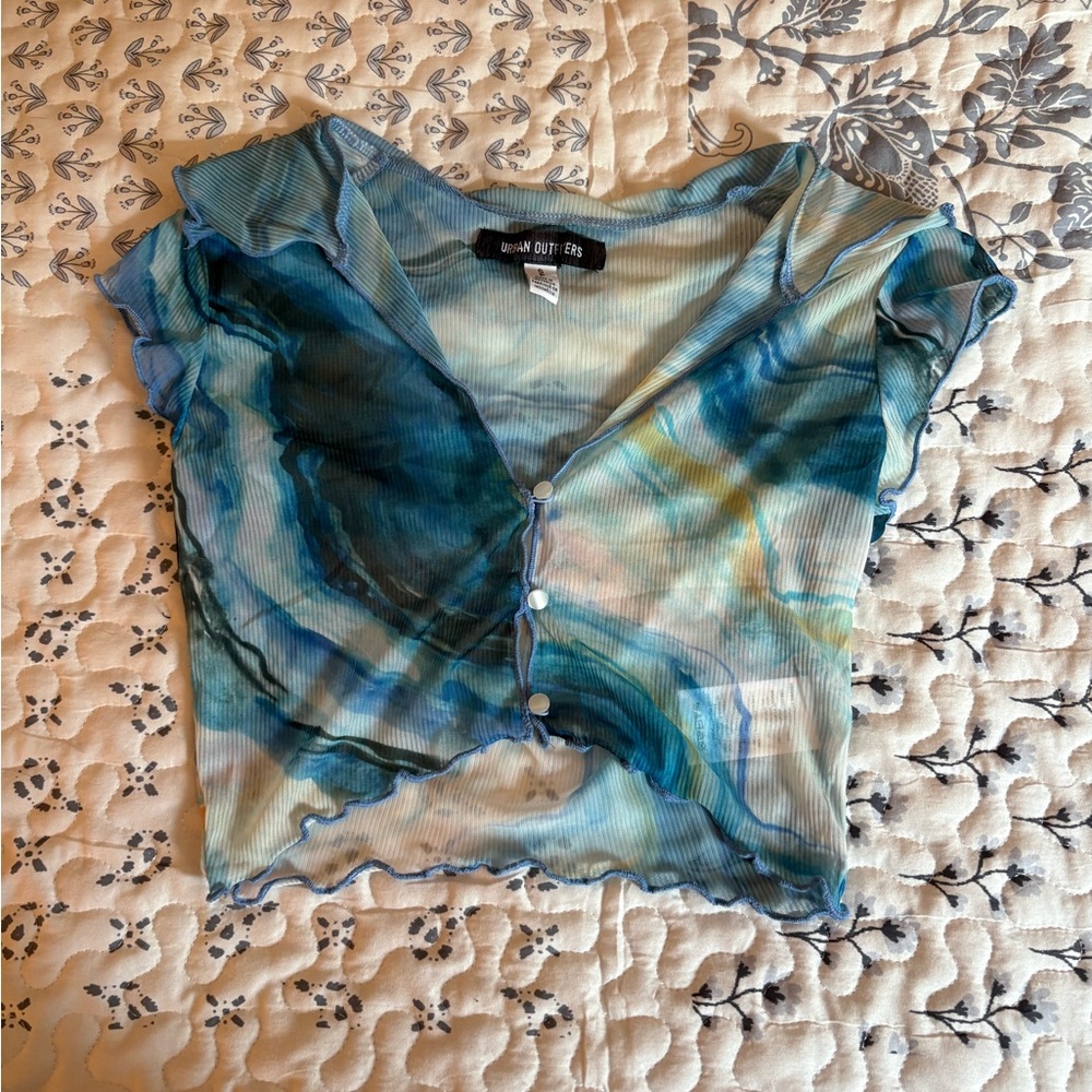 NWOT Urban Outfitters Blue Crop Blouse